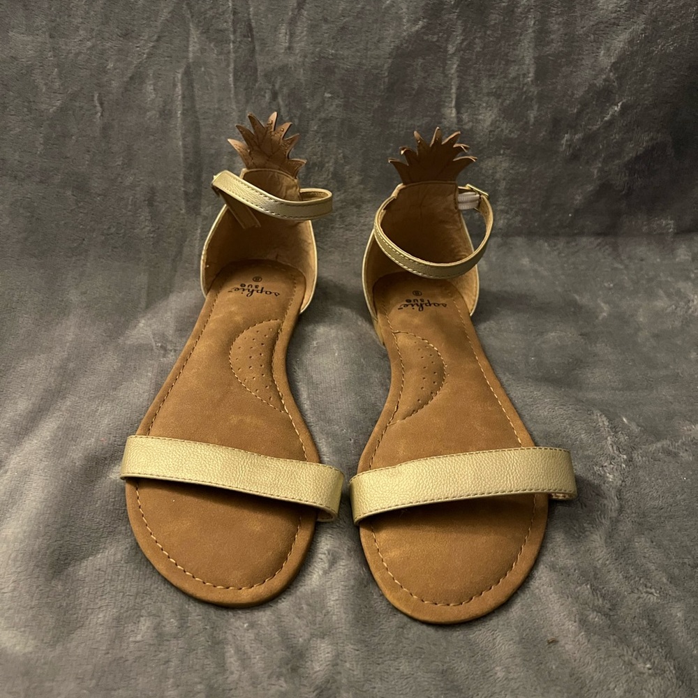 Stylish Pineapple Gold Strapped Sandals